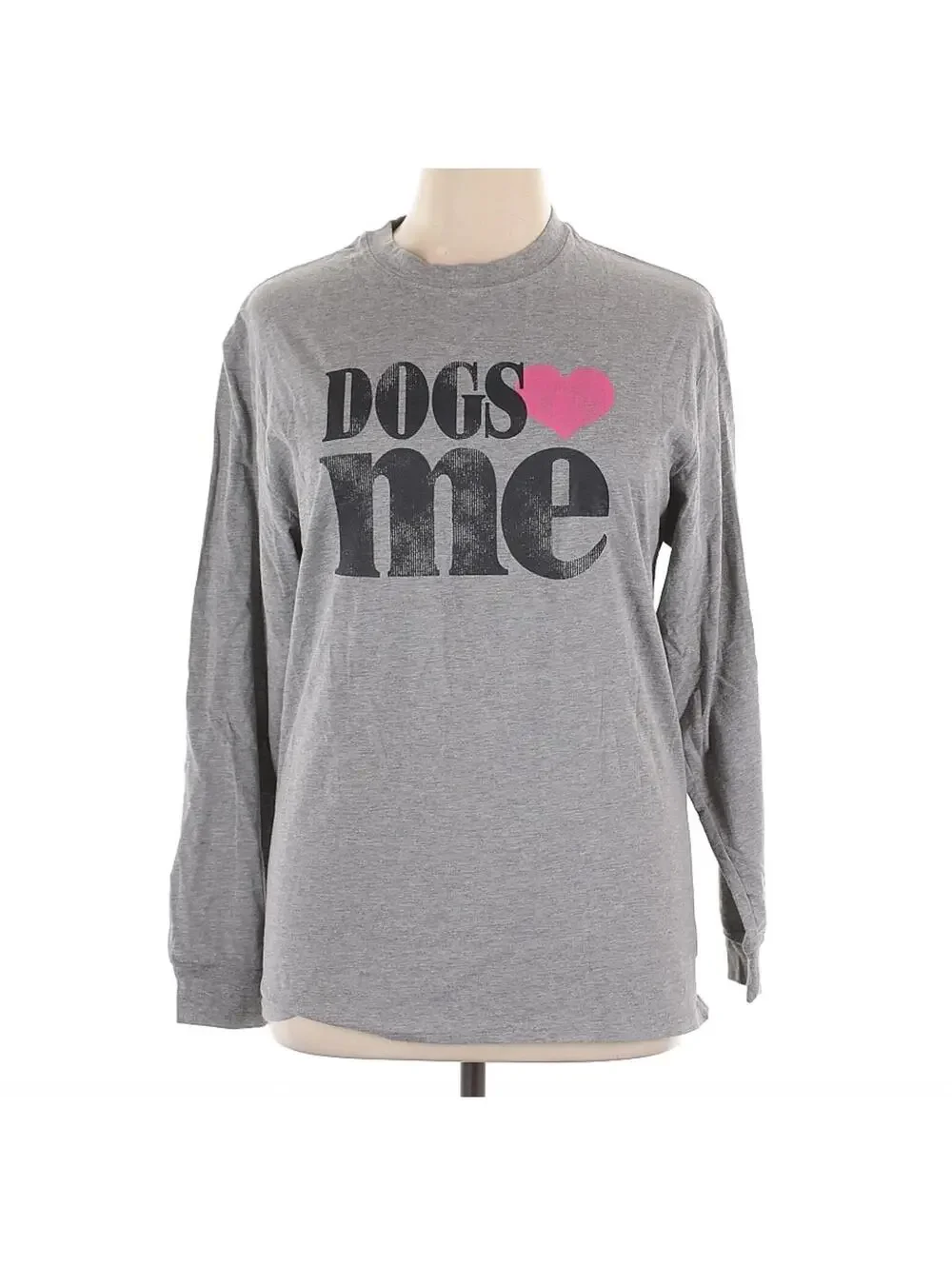 Modern Lux Gray Long Sleeve T-Shirt Size XL Dogs Love Me - Picture 1 of 3
